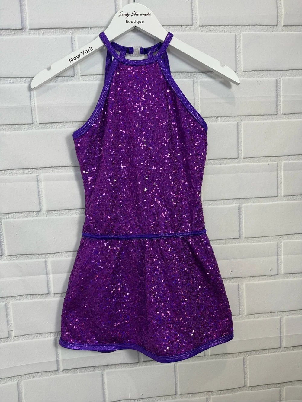 Girls Purple Sequin Dance Performance Dress Costume
